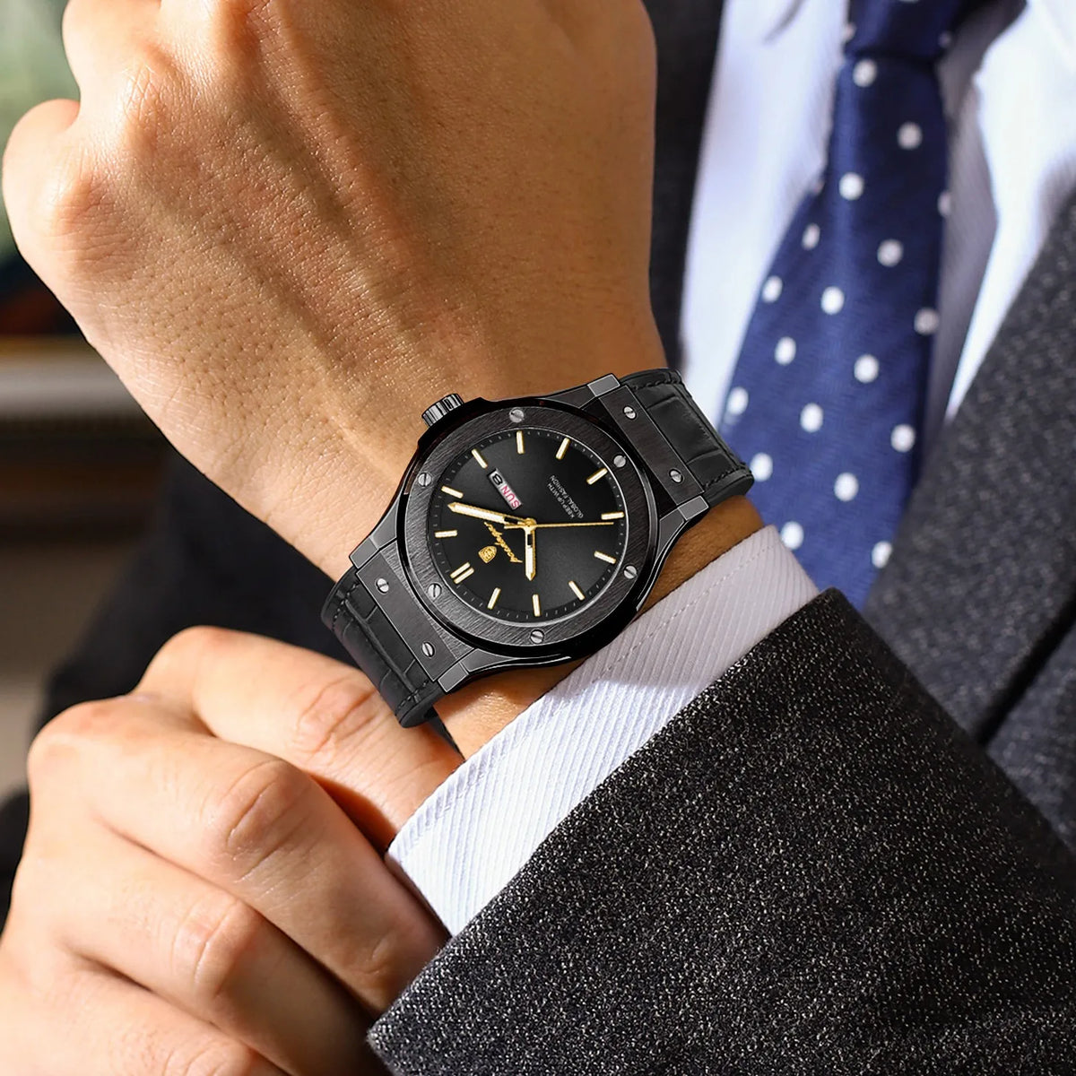 Poedagar 952 Men's Watch Luxury Sports Reloj Silicone Strap Quartz Wristwatches Date Week Waterproof Luminous Watch for Men