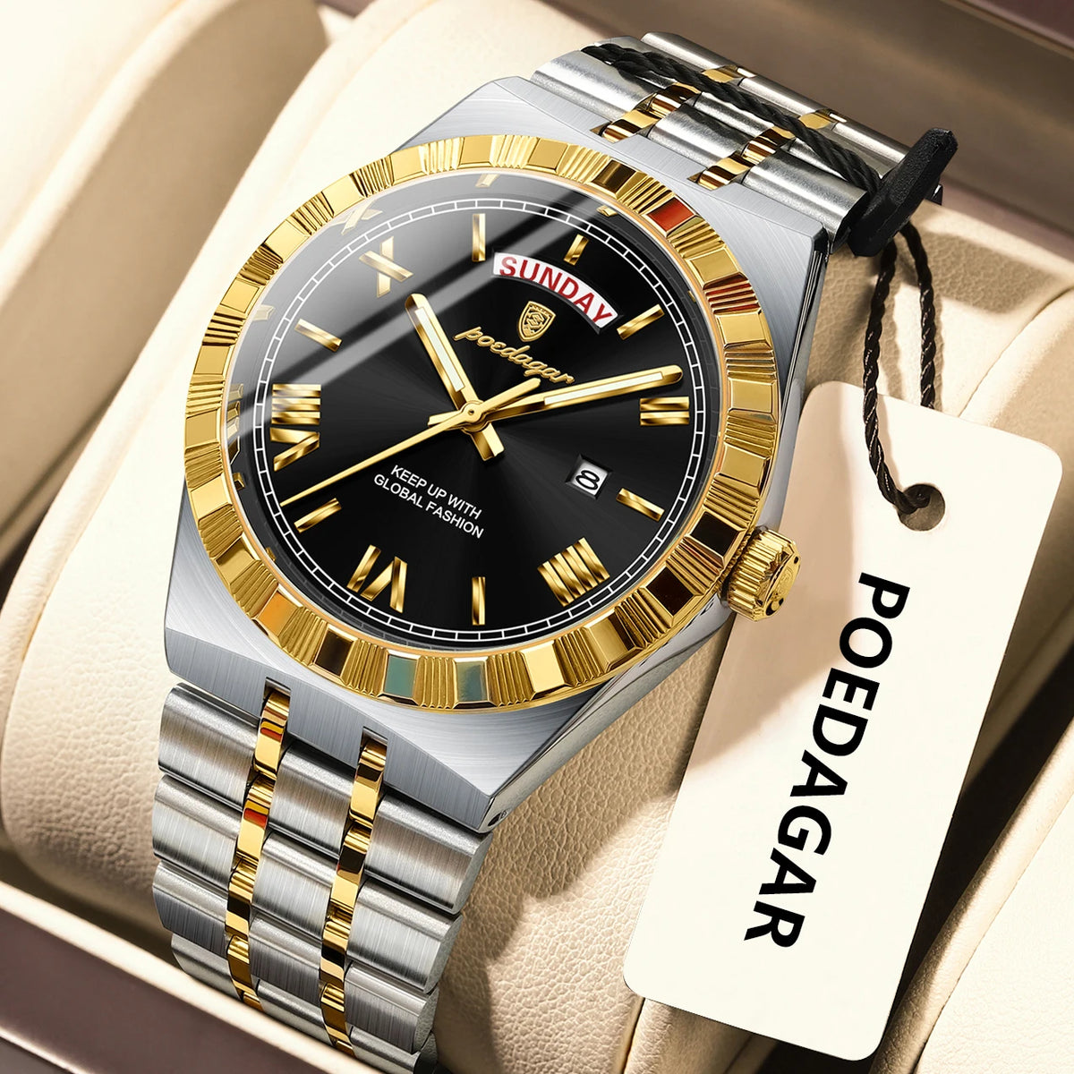 Poedagar 675 Men's Luxury Watches Waterproof Luminous Quartz Wristwatch Business Montre Homme Stainless Steel Watch for Men