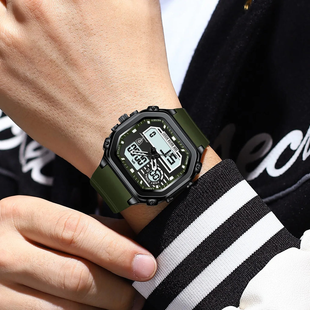 Poedagar 993 Men's Dual Display Watch Silicone Strap Waterproof Digital Quartz Watch Chronograph Relojes Electronic Men's Watch