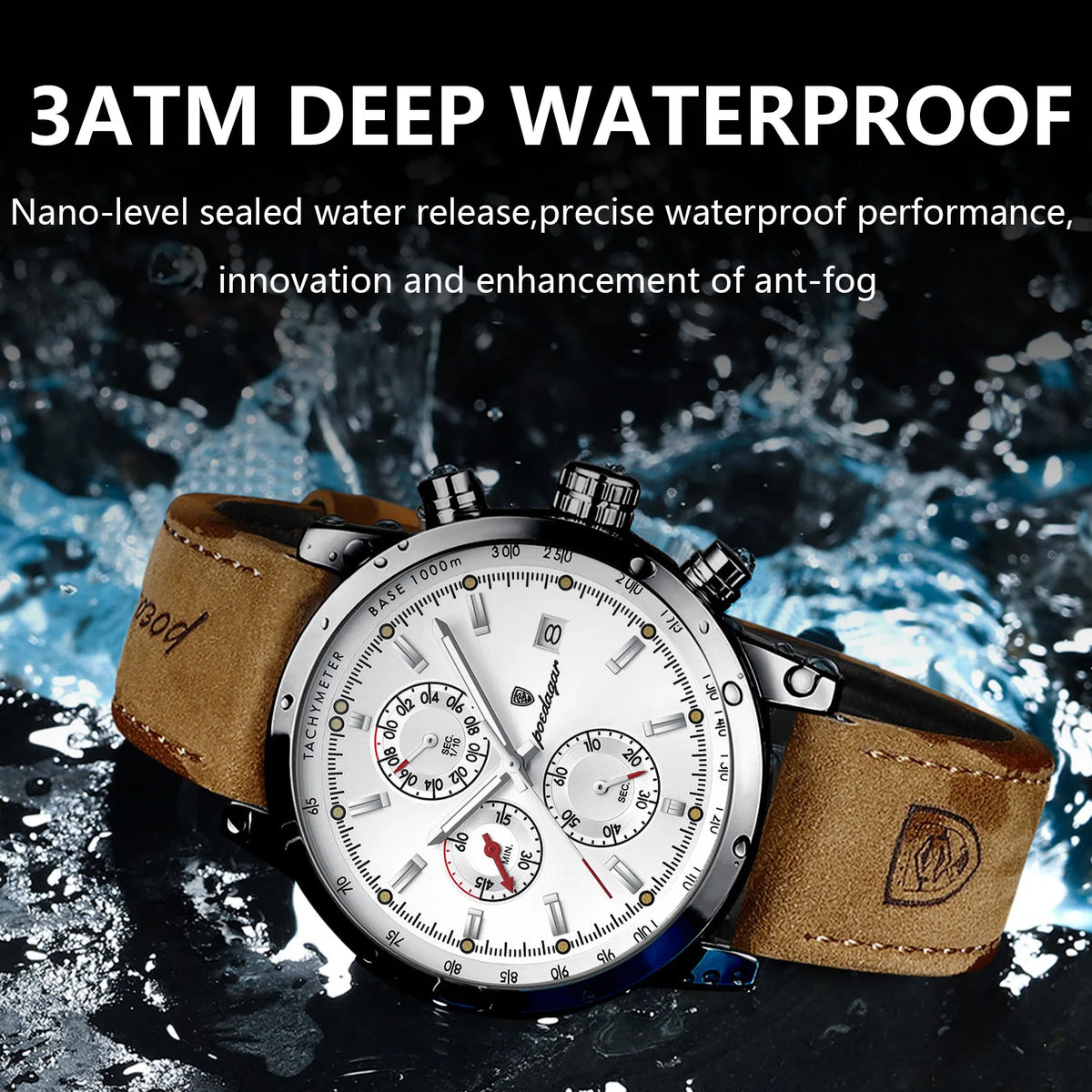 Poedagar 932 Men's Watch Luxury Leather Strap Chronograph Waterproof Quartz Watches Luminous Wristwatch for Men Reloj Wholesale