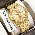 Poedagar 959 Men's Quartz Watch Two-Tone Stainless Steel Business Wristwatch Herrenuhr Waterproof Luminous Date Watch for Men