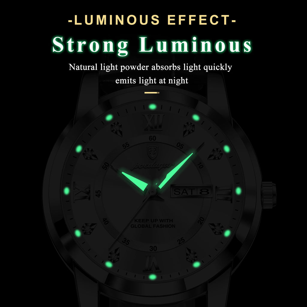 Poedagar 936 Luxury Men's Watch High Quality Leather Strap Montre Homme Wrist Watch Waterproof Luminous Quartz Watches for Men