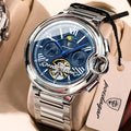 Poedagar 1413 Luxury Men's Mechanical Watch Fashion Hollow Tourbillon Montre Waterproof Stainless Steel Automatic Watch for Men