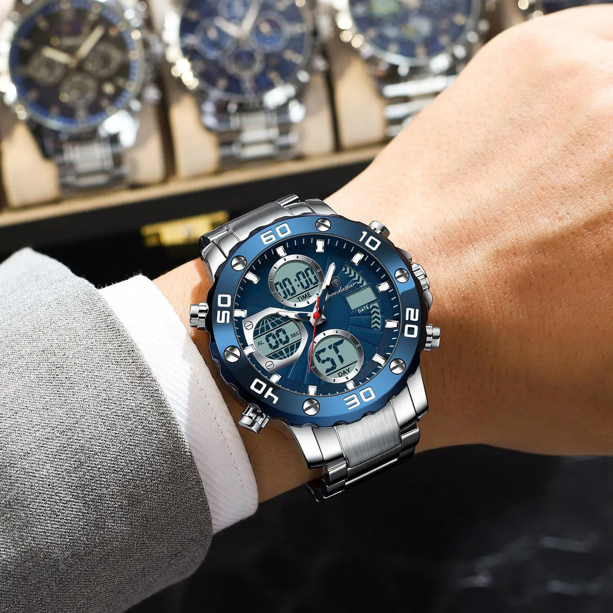 Poedagar New Fashion Men Digital Watch Waterproof Luminous Quartz Watches Alarm Electronic Watch for Men