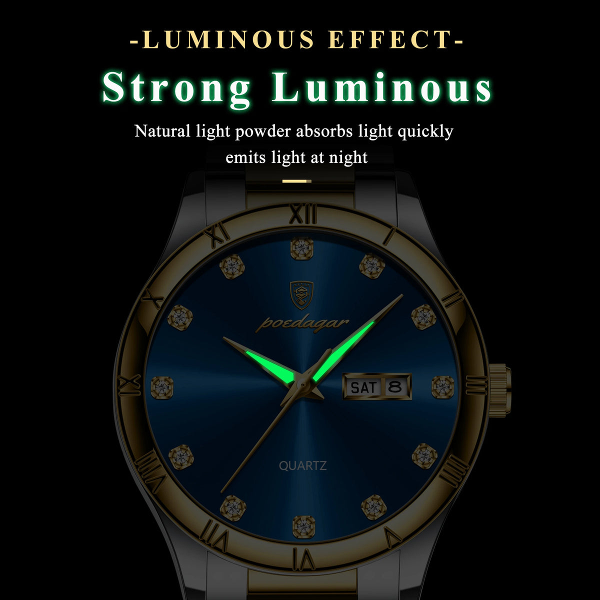 Poedagar 878 Luxury Men's Watch Stainless Steel Bracelet Reloj Herrenuhr Men Watches Waterproof Luminous Quartz Watches for Men