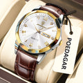 Poedagar 810 Men's Watch Luxury Leather Strap Quartz Watches Date Week Moissanite Watch Waterproof Luminous Casual Watch for Men