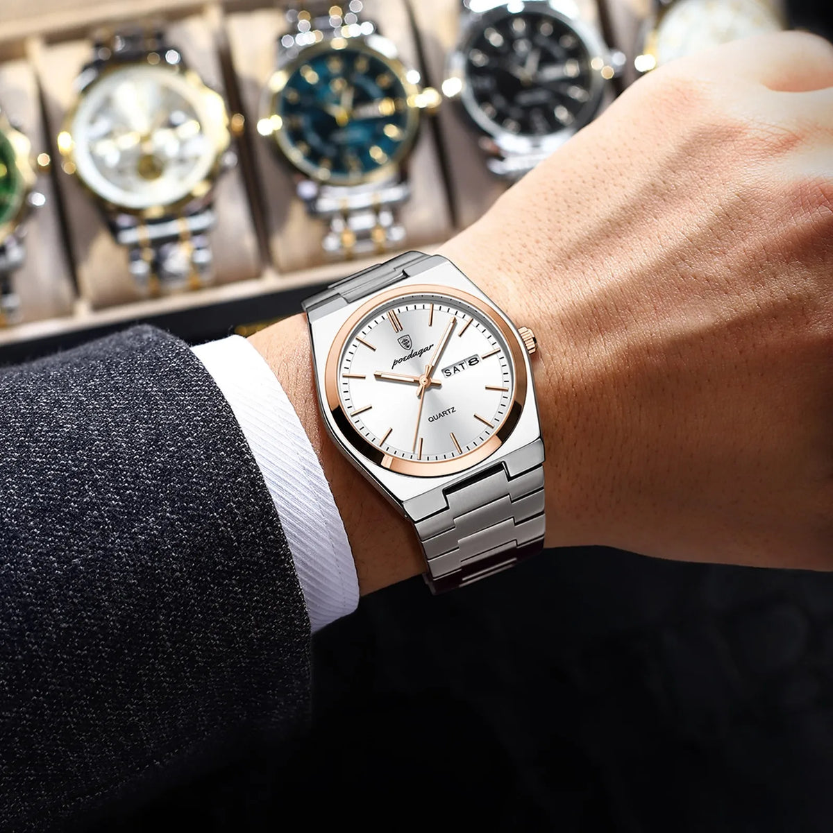 Poedagar 930 Luxury Mens Watch Hot Sale Stainless Steel Bracelet Quartz Watches Reloj Hombre Waterproof Luminous Watch for Men