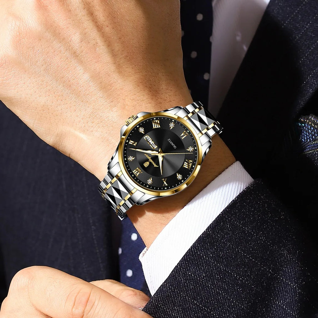 Poedagar 883 Luxury Men's Watch High Quality Two-Tone Luminous Quartz Watches Montre Waterproof Stainless Steel Watch for Men