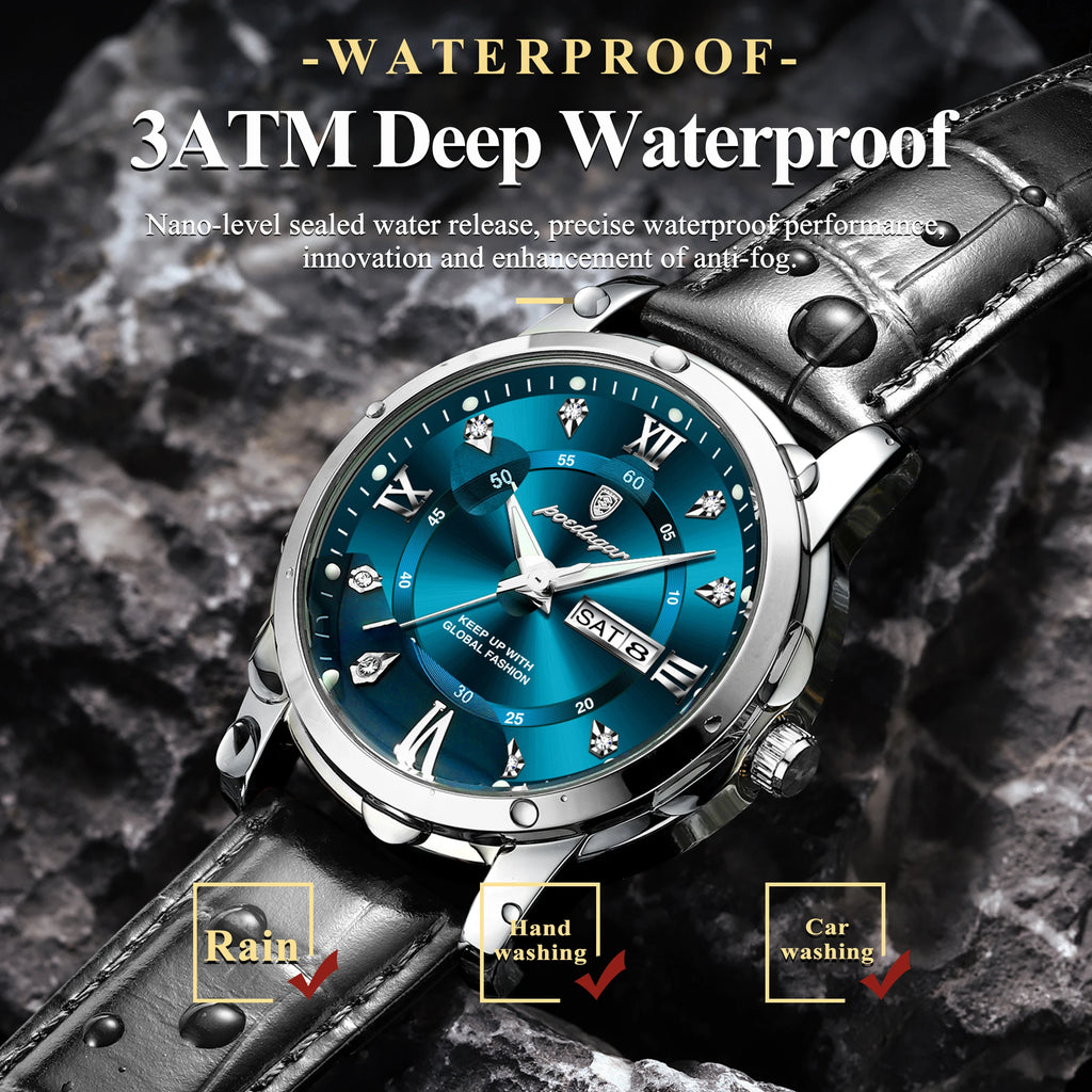 Poedagar 936 Mens Watch Luxury High Quality Leather Orologio Wristwatch Waterproof Luminous Quartz Watches for Men Wholesale