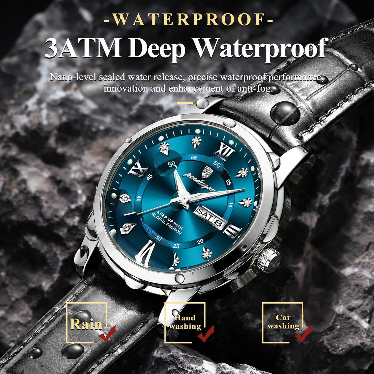 Poedagar 936 Mens Watch Luxury High Quality Leather Orologio Wristwatch Waterproof Luminous Quartz Watches for Men Wholesale