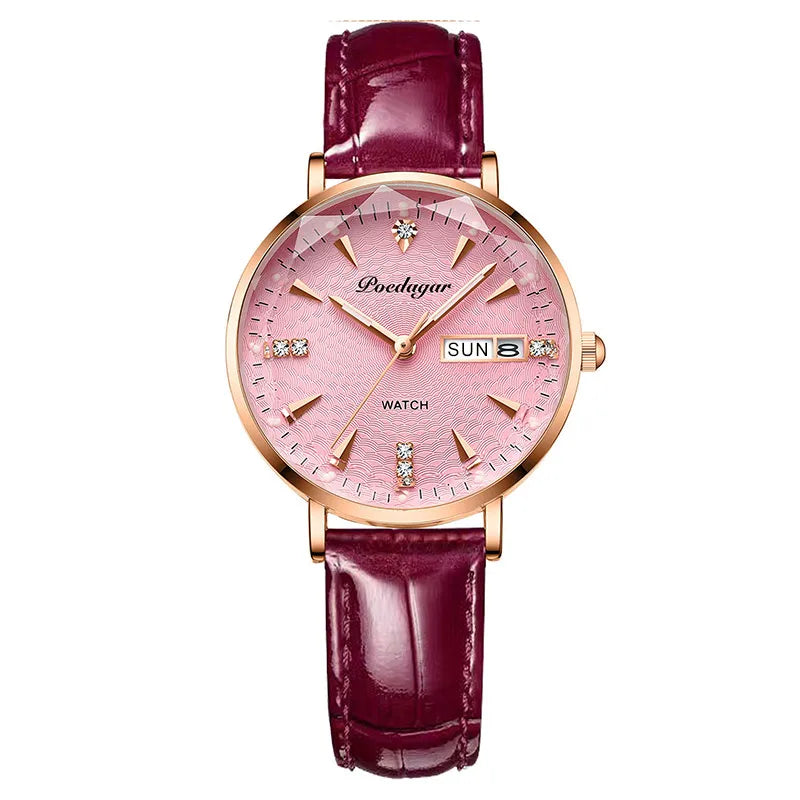 Poedagar Top Brand Lady Wrist Watch Waterproof Calendar Quartz Watches for Women with Luxury Diamond Reloj