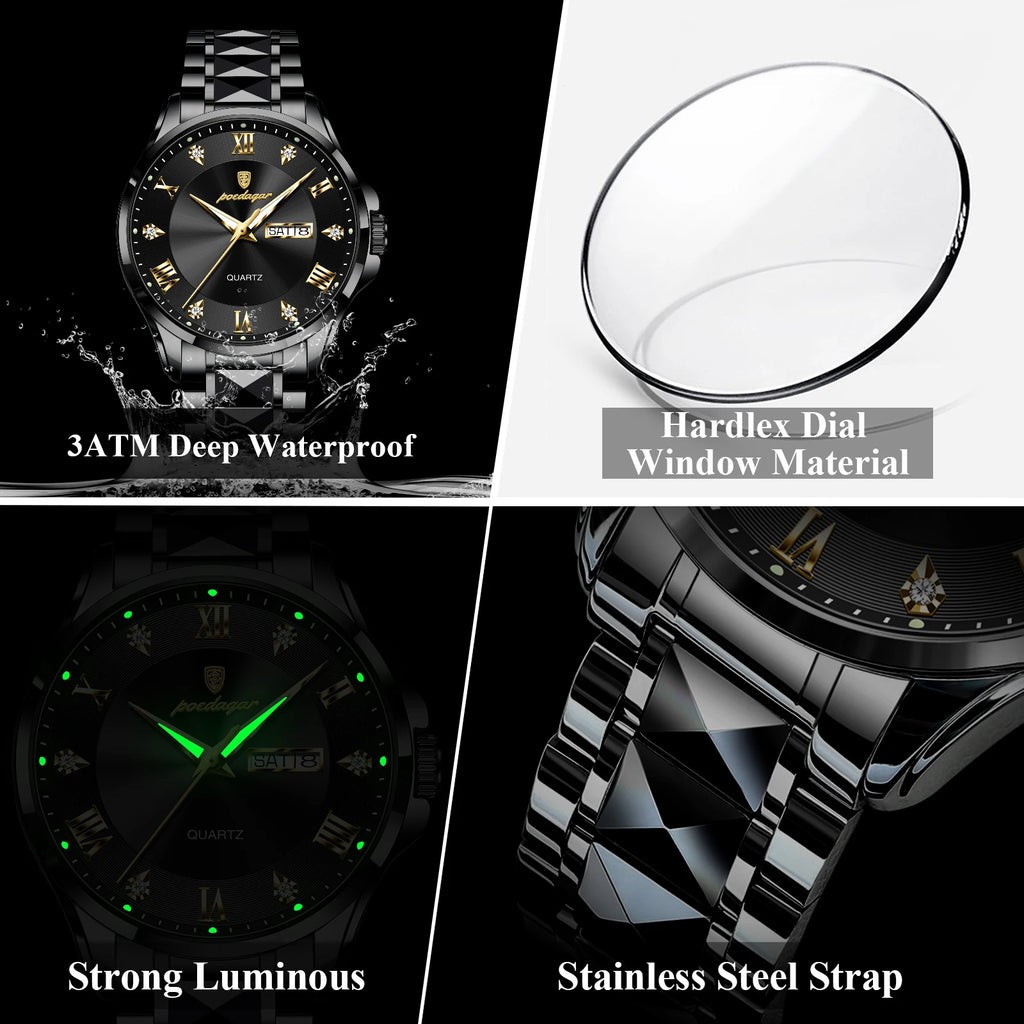 Poedagar 883 Men's Luxury Watch Fashion Stainless Steel Quartz Watches Montre Waterproof Luminous Business Wristwatch for Men