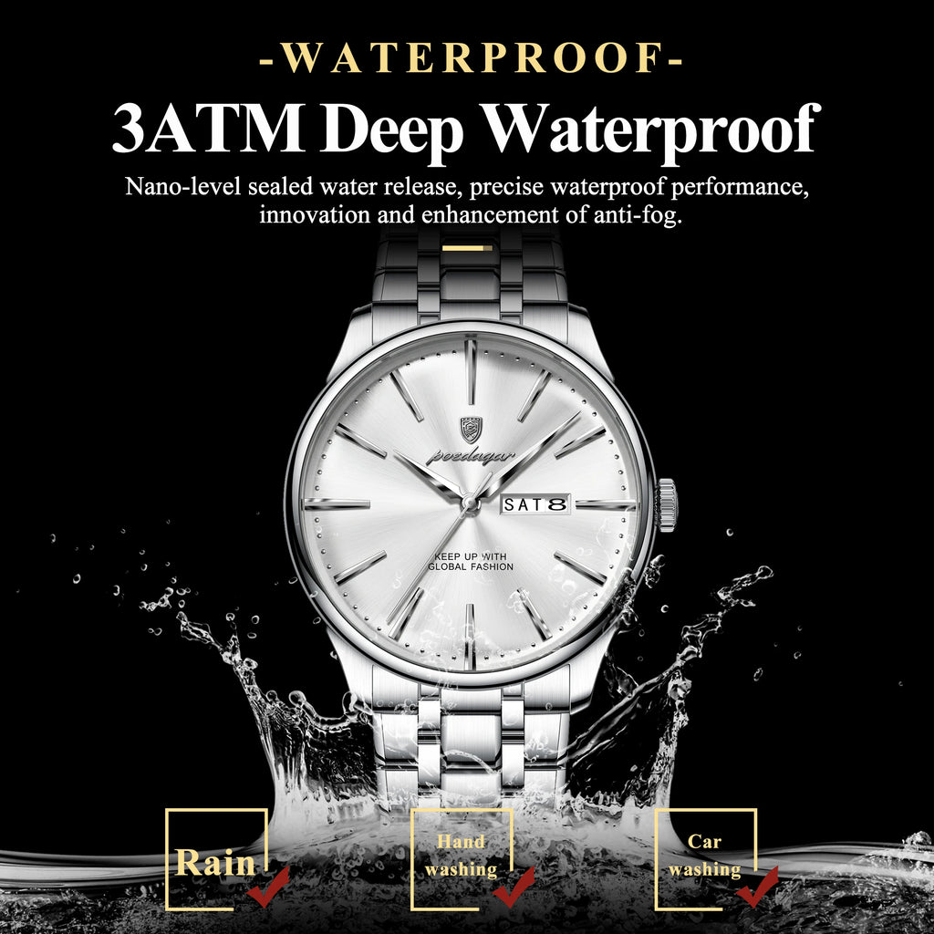 Poedagar 843 Business Casual Men Watch Multi-color Metal Sunray Dial Calendar Waterproof Luxury Quartz Wristwatch Factory Direct