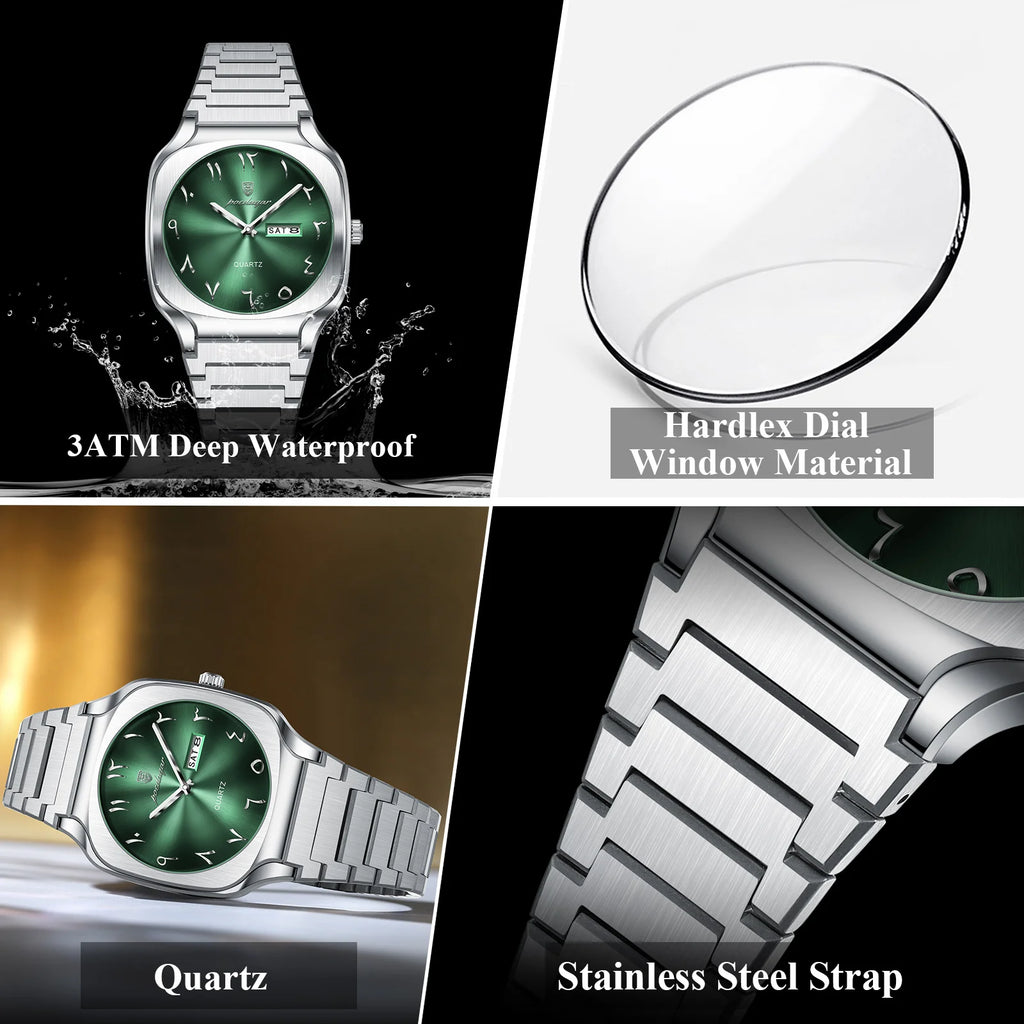 Poedagar 616 Men's Watch Luxury Classic Arabic Dial Quartz Wristwatch Montre Waterproof Stainless Steel Business Watch for Men