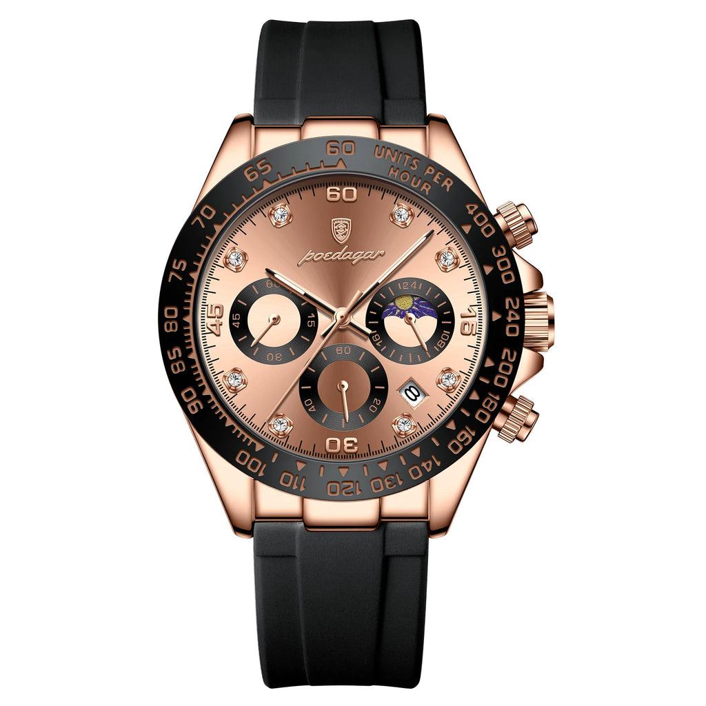 Poedagar 2023 Men Watch Silicone Belt Waterproof Luminous Date Watches Men Wrist Clock Chronograph Quartz Fashion Opp Bag Alloy