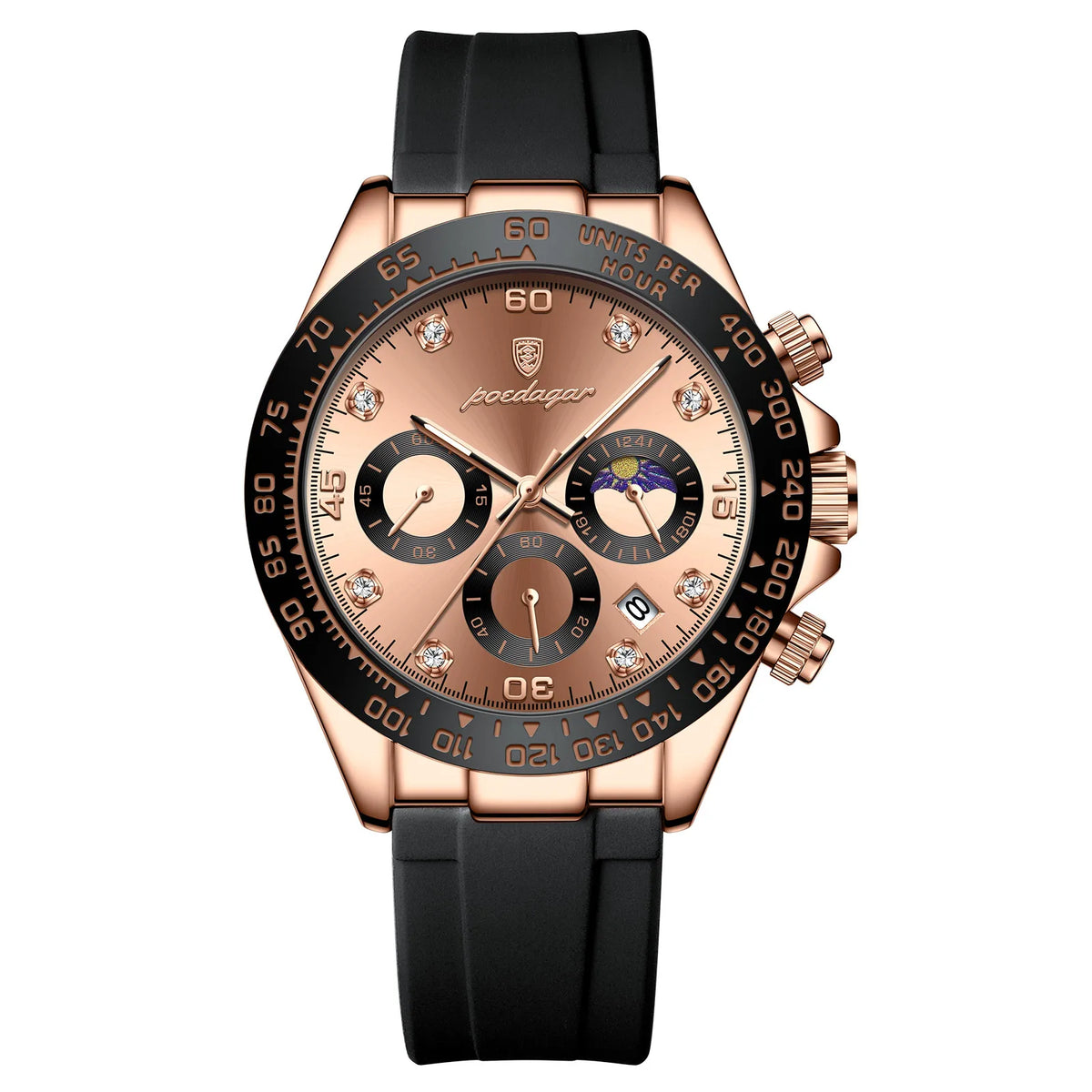 Poedagar 2023 Men Watch Silicone Belt Waterproof Luminous Date Watches Men Wrist Clock Chronograph Quartz Fashion Opp Bag Alloy