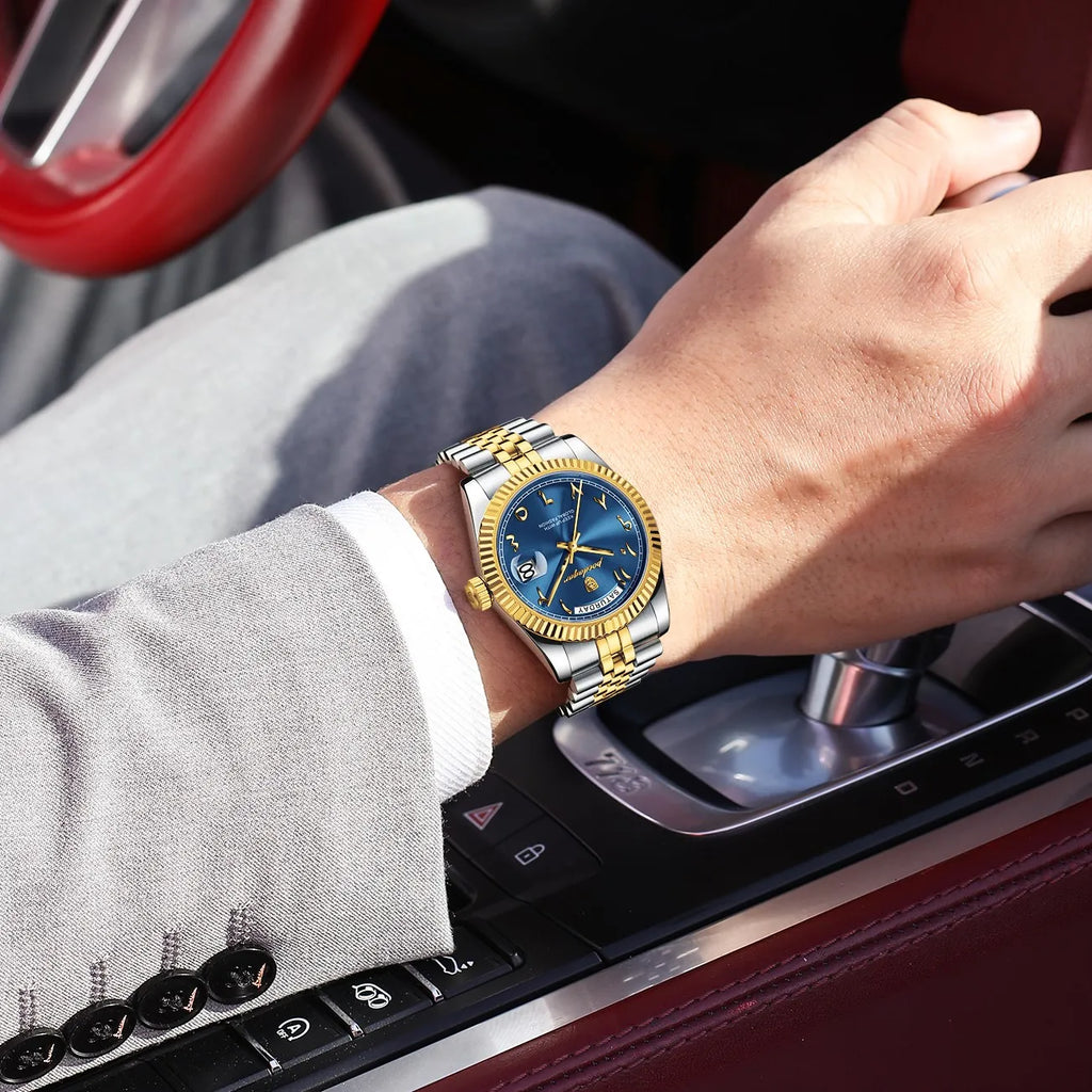 Poedagar 845 Men's Luxury Business Dress Watch Stainless Steel Waterproof Quartz Wristwatch Arabic Numeral Dial Factory Direct