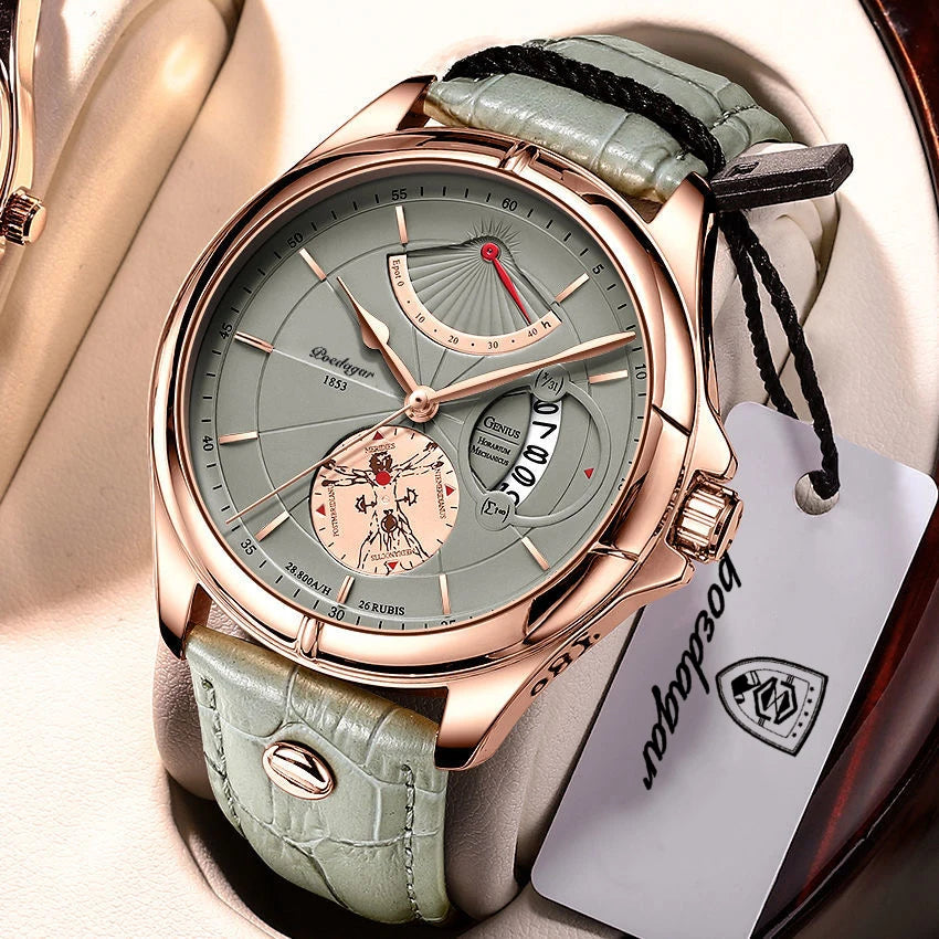 Poedagar Fashion Casual Sport Watches Men Wrist Leather Luxury Quartz Watches Waterproof Calendar Watch for Men Reloj