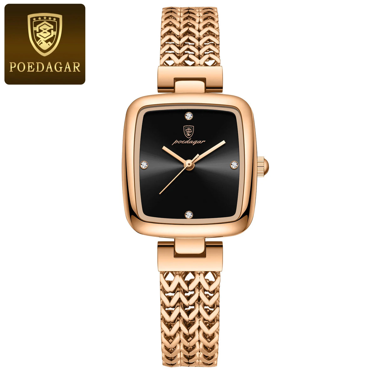 Poedagar Luxury Diamond Rose Gold Ladies Watch Wrist Waterproof Elegant Female Dress Stainless Steel Quartz Watches