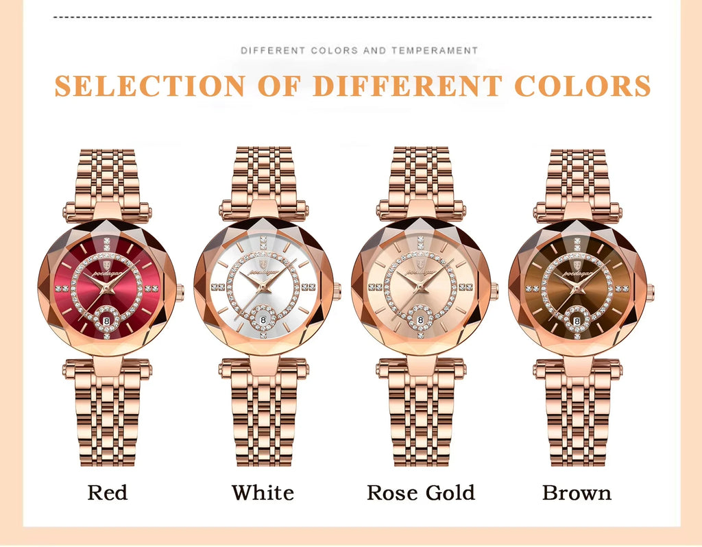 POEDAGAR 726 Womens Luxury Fashion 3ATM Ladies Watch Stainless Steel Luminous Quartz Watchces