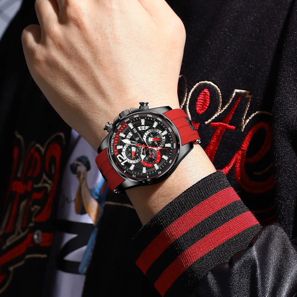Poedagar 898 Men Quartz Watch Sports Chronograph Wristwatch Silicone Band Montre Luminous Waterproof Watch for Men Wholesale
