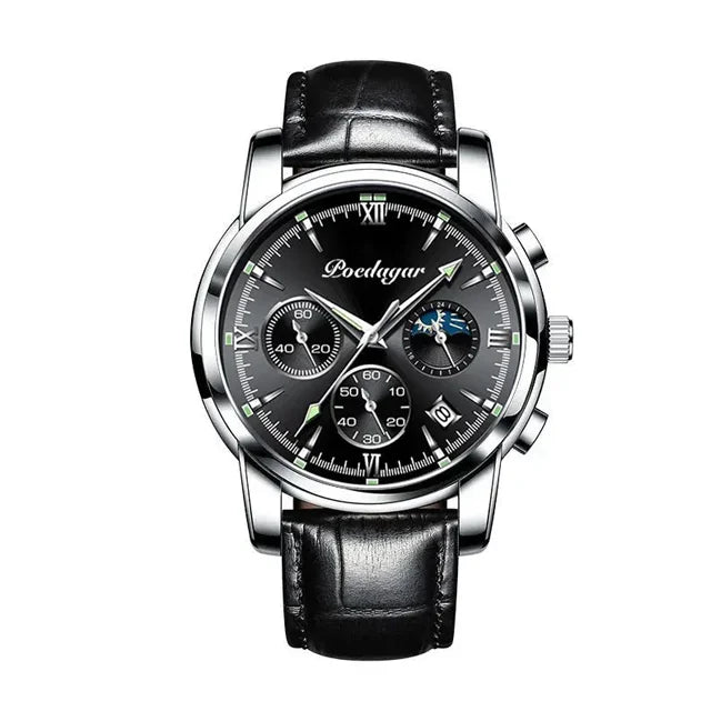Poedaga Top High Quality Sport Watch for Men WaterproofStainless Steel Fashion Men Wrist Luminous Date Quartz Watches
