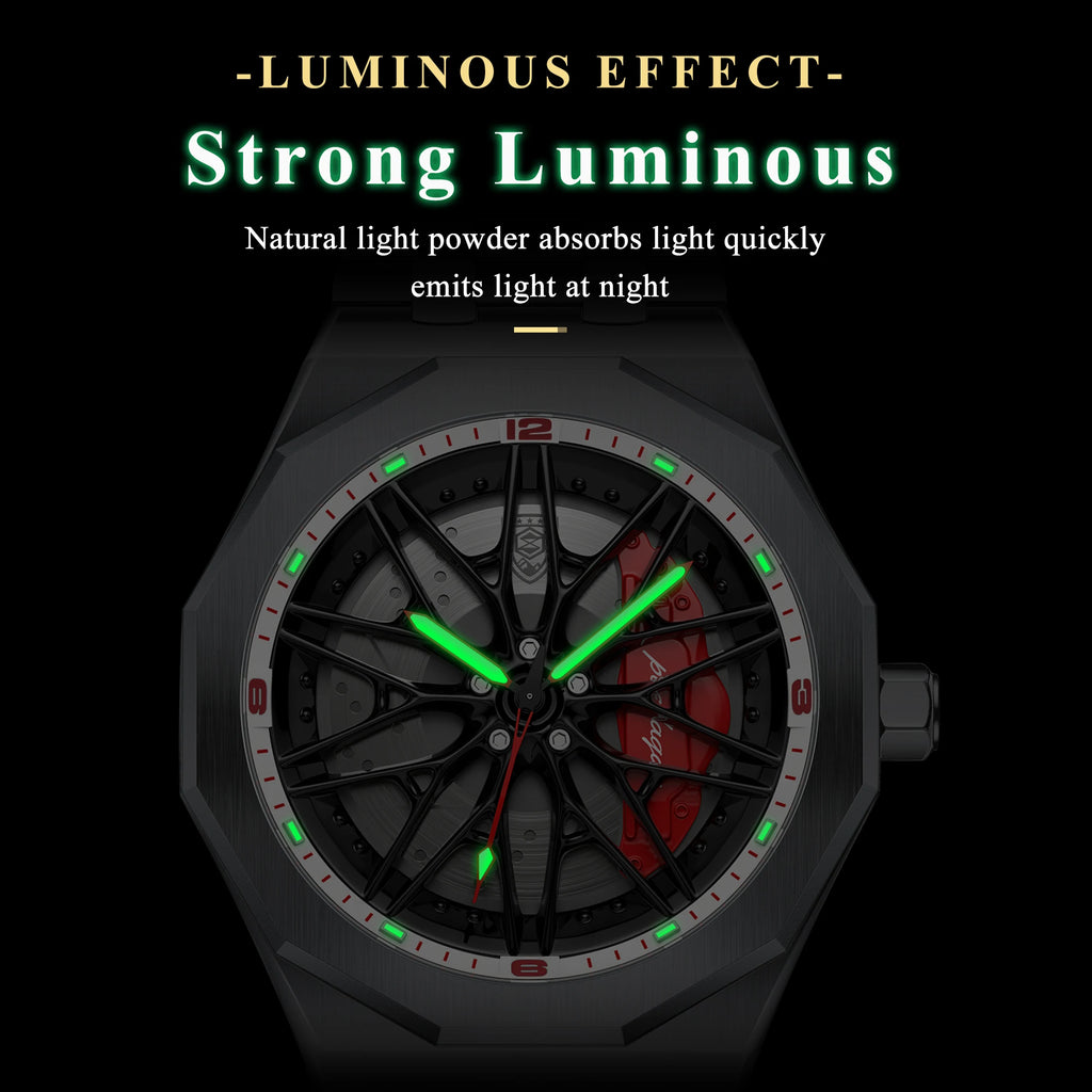 Poedagar 809 Trendy Men's Watch Unique Wheel Rotating Design Waterproof Luminous Stainless Steel Quartz Watches for Men Montres