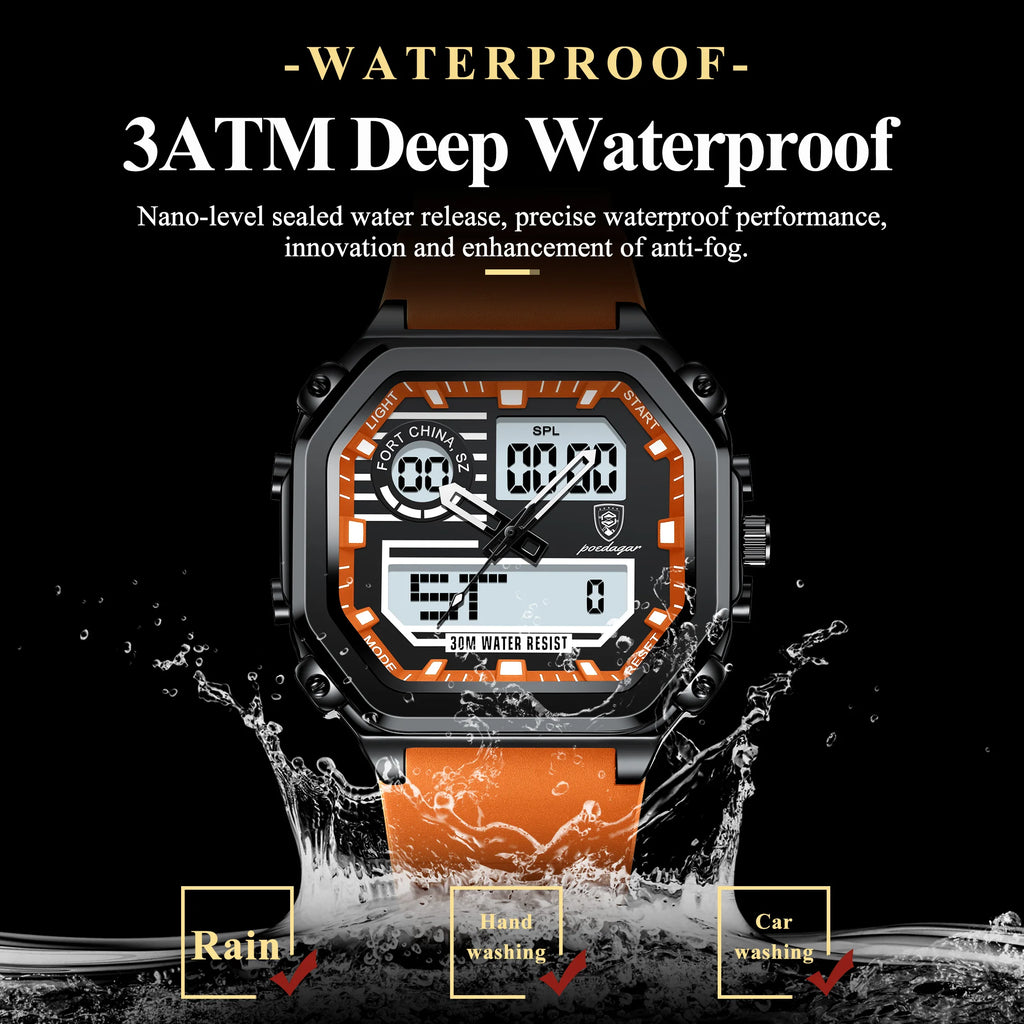 Poedagar 993 Men Digital Watch Silicone Strap Chronograph Waterproof Quartz Watches Sports Dual Display Luminous Reloj Hombre