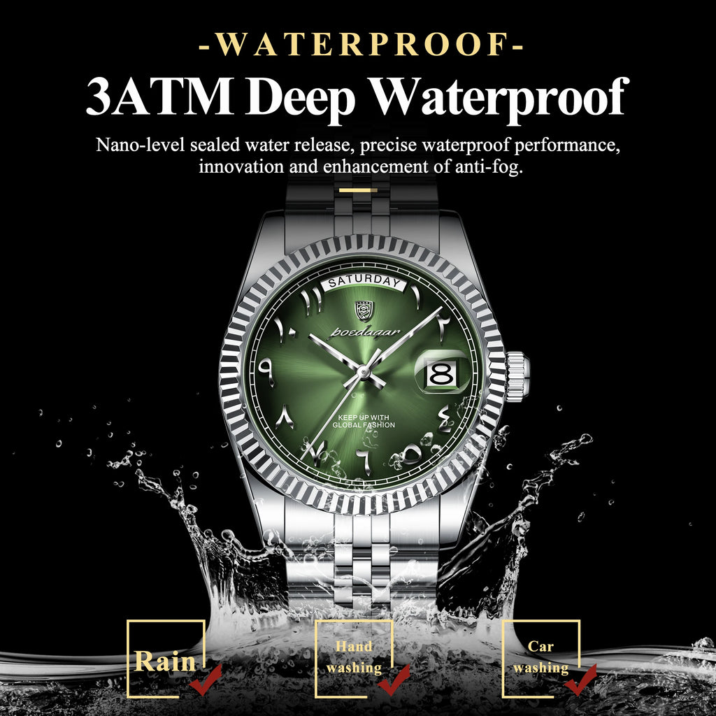 Poedagar 845 Luxury Men's Watch Arabic Dial Stainless Steel Bracelet Montre Waterproof Wristwatch Business Quartz Watch for Men
