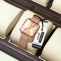 Poedagar Factory Wholesale Rose Gold Square Dial Women Quartz Watch Luxury Stainless Steel Mesh Belt Waterproof Ladies Watch