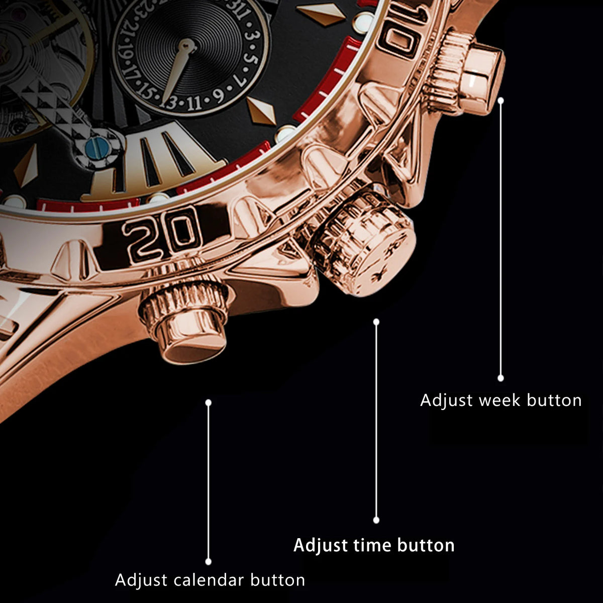 Poedagar 1410 Men's Luxury Hollow Tourbillon Automatic Men Watch Waterproof Luminous Stainless Steel Mechanical Watch