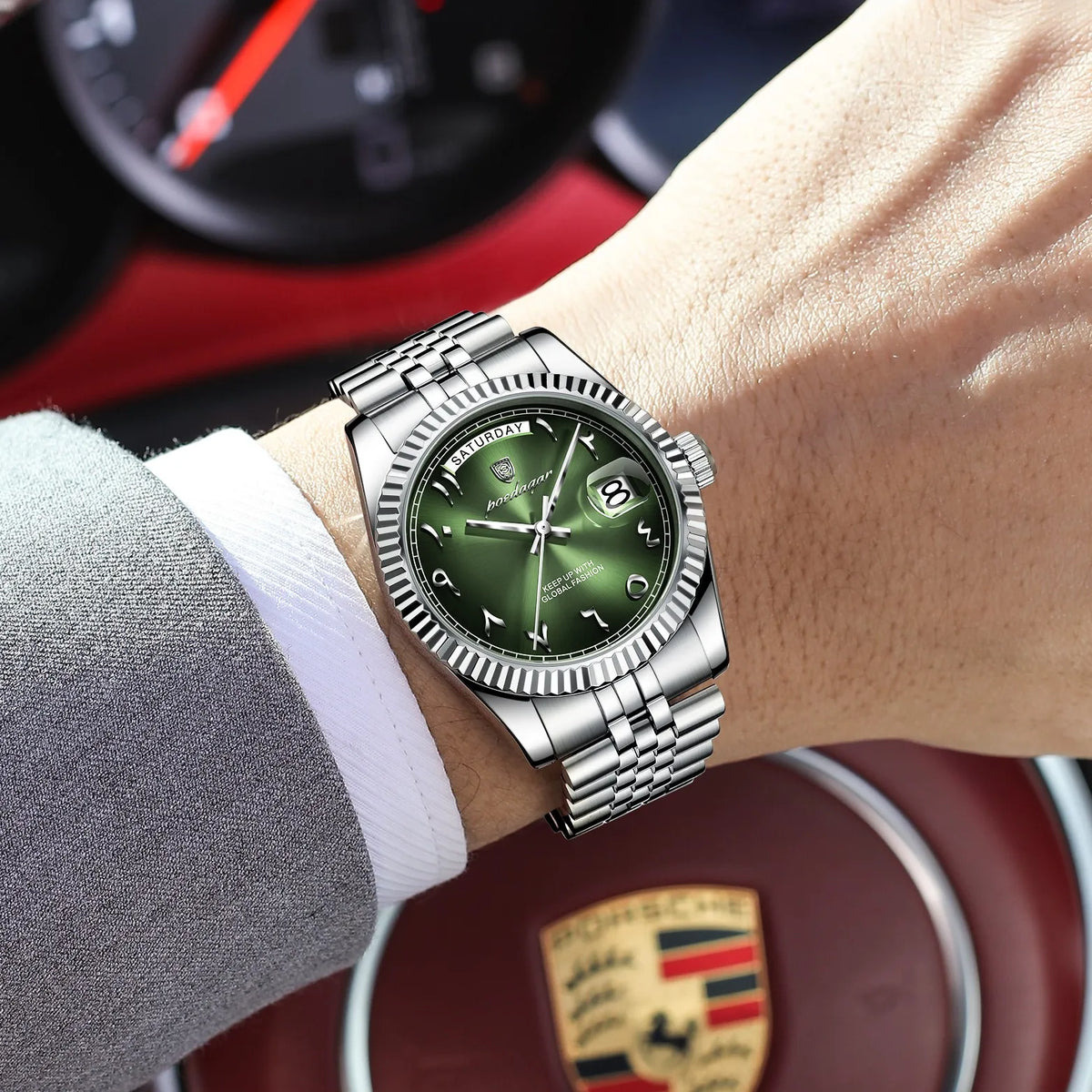 Poedagar 845 Luxury Men's Watch Arabic Dial Stainless Steel Bracelet Montre Waterproof Wristwatch Business Quartz Watch for Men