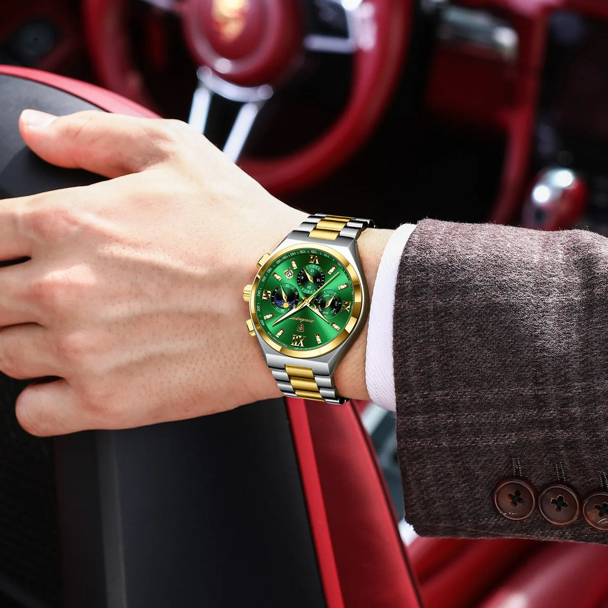 Poedagar 688 Men's Chronograph Watch Luxury Waterproof Luminous Quartz Watch Montre Stainless Steel Business Wristwatch for Men