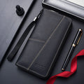 Men's PU Leather Long Wallet with Money Clip and ID Holder