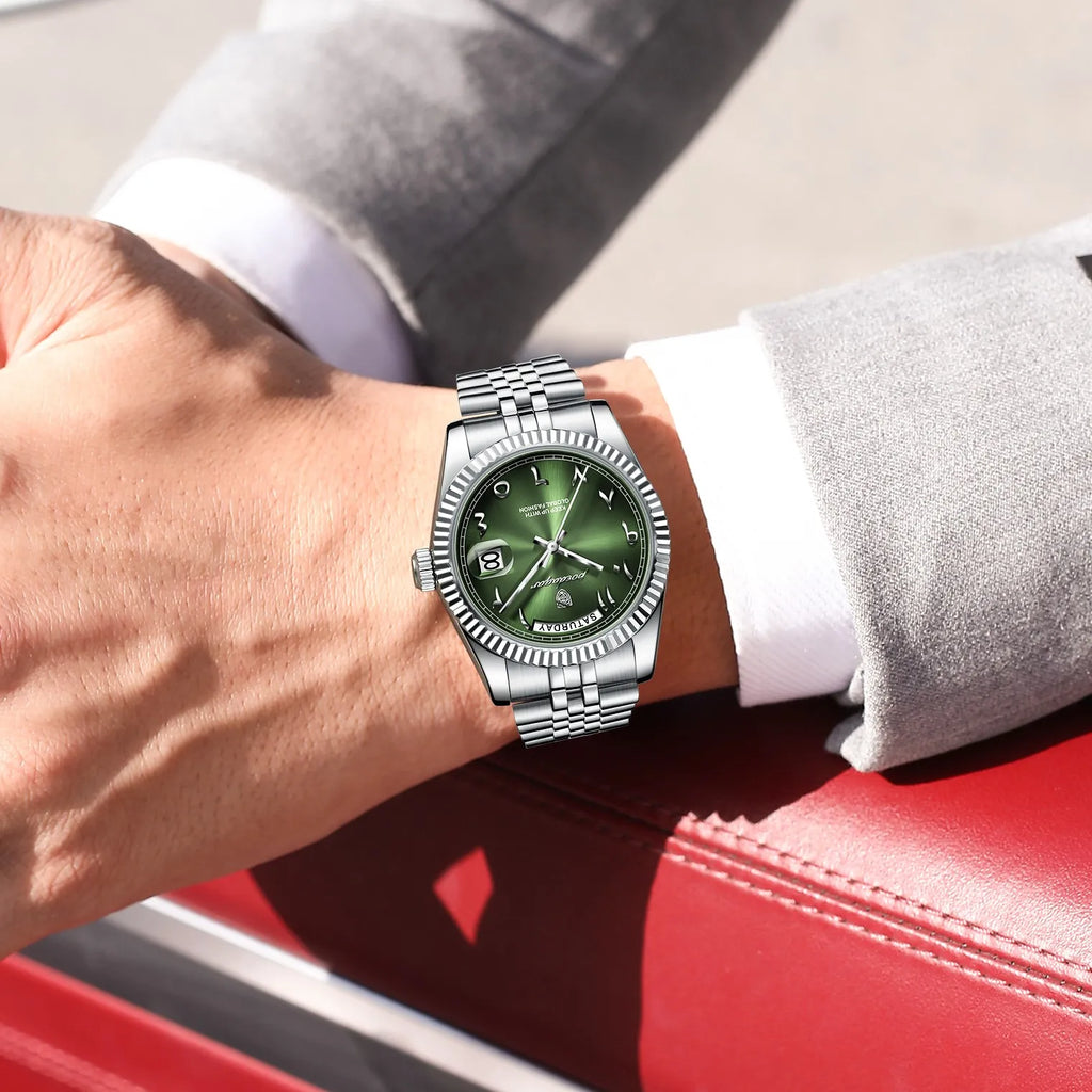 Poedagar 845 Luxury Men's Watch Arabic Dial Stainless Steel Bracelet Montre Waterproof Wristwatch Business Quartz Watch for Men