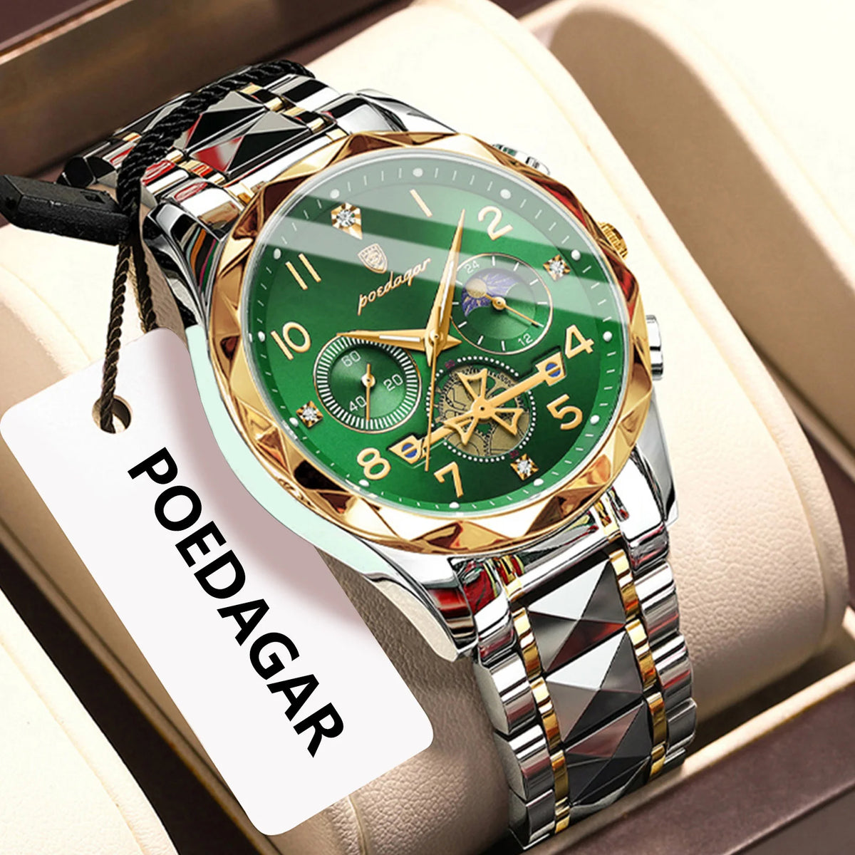 Poedagar 972 Luxury Men's Quartz Watches High Quality Montre Homme Stainless Steel Waterproof Wristwatch Luminous Watch for Men