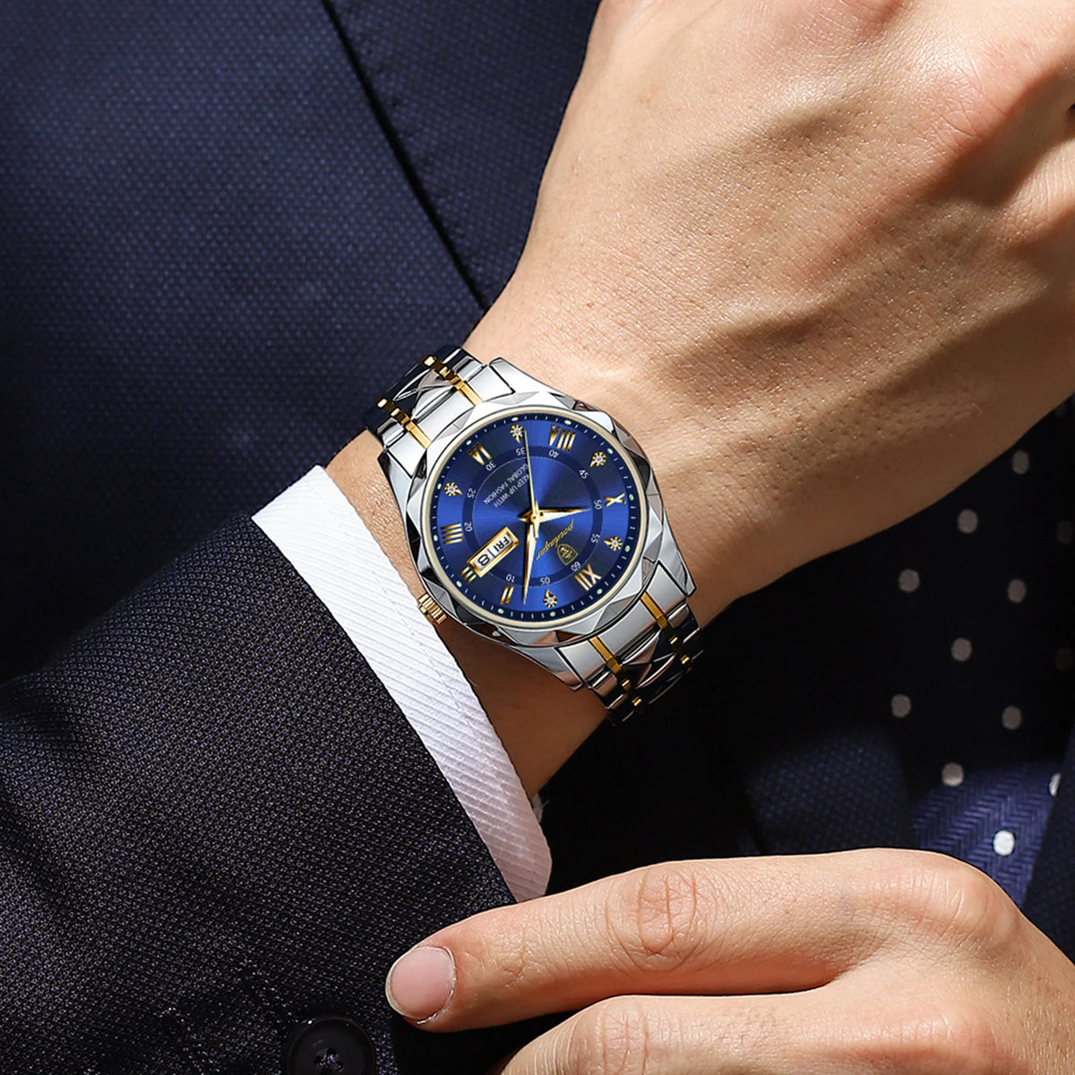 Poedagar Top Brand Luxury Waterproof Luminous Date Week Watch for Men Stainless Steel Quartz Watches Male Reloj