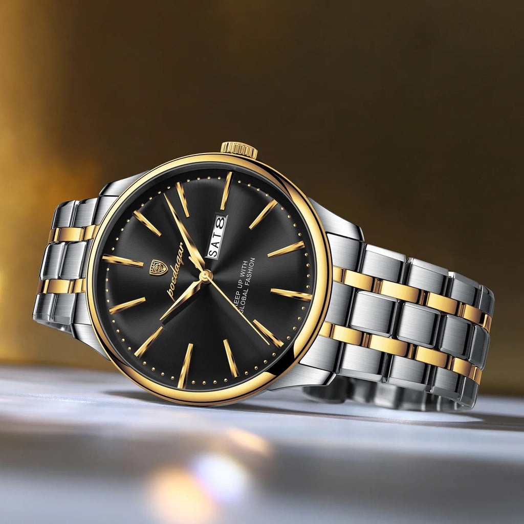 Poedagar 843 Business Casual Men Watch Multi-color Metal Sunray Dial Calendar Waterproof Luxury Quartz Wristwatch Factory Direct
