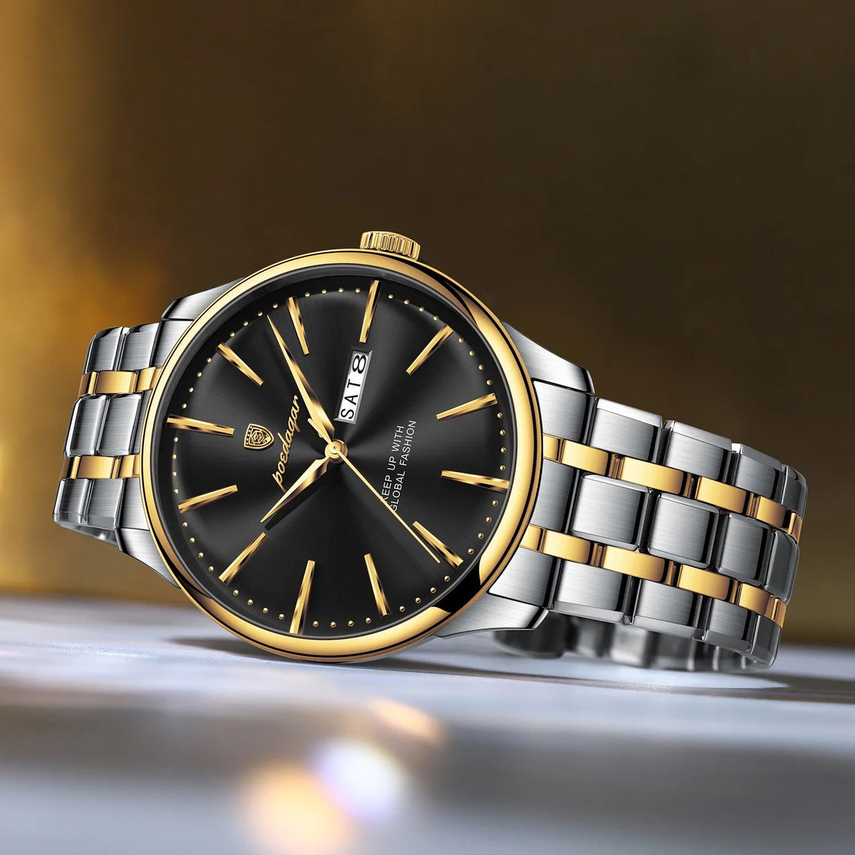 Poedagar 843 Business Casual Men Watch Multi-color Metal Sunray Dial Calendar Waterproof Luxury Quartz Wristwatch Factory Direct