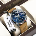 POEDAGAR Factory Wholesale Luxury Leather Quartz Watches Waterproof Luminous Wrist Chronograph Watch for Men