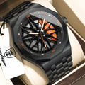 Poedagar 809 Trendy Men's Watch Unique Wheel Rotating Design Waterproof Luminous Stainless Steel Quartz Watches for Men Montres