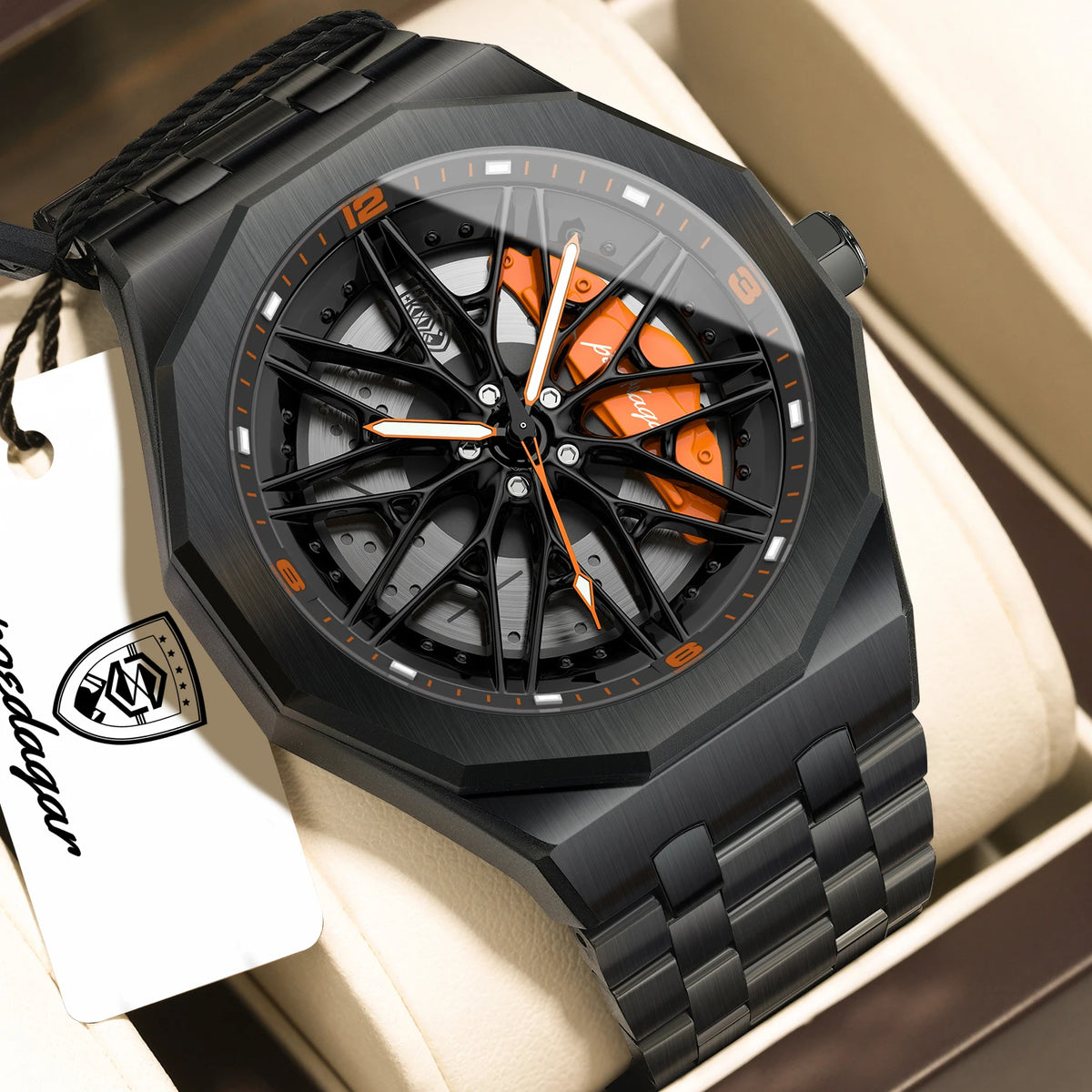 Poedagar 809 Trendy Men's Watch Unique Wheel Rotating Design Waterproof Luminous Stainless Steel Quartz Watches for Men Montres
