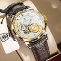 Poedagar 1427 Men's Mechanical Watch Luxury Leather Strap Luminous Reloj Hombre 3ATM Waterproof Automatic Wristwatch for Men