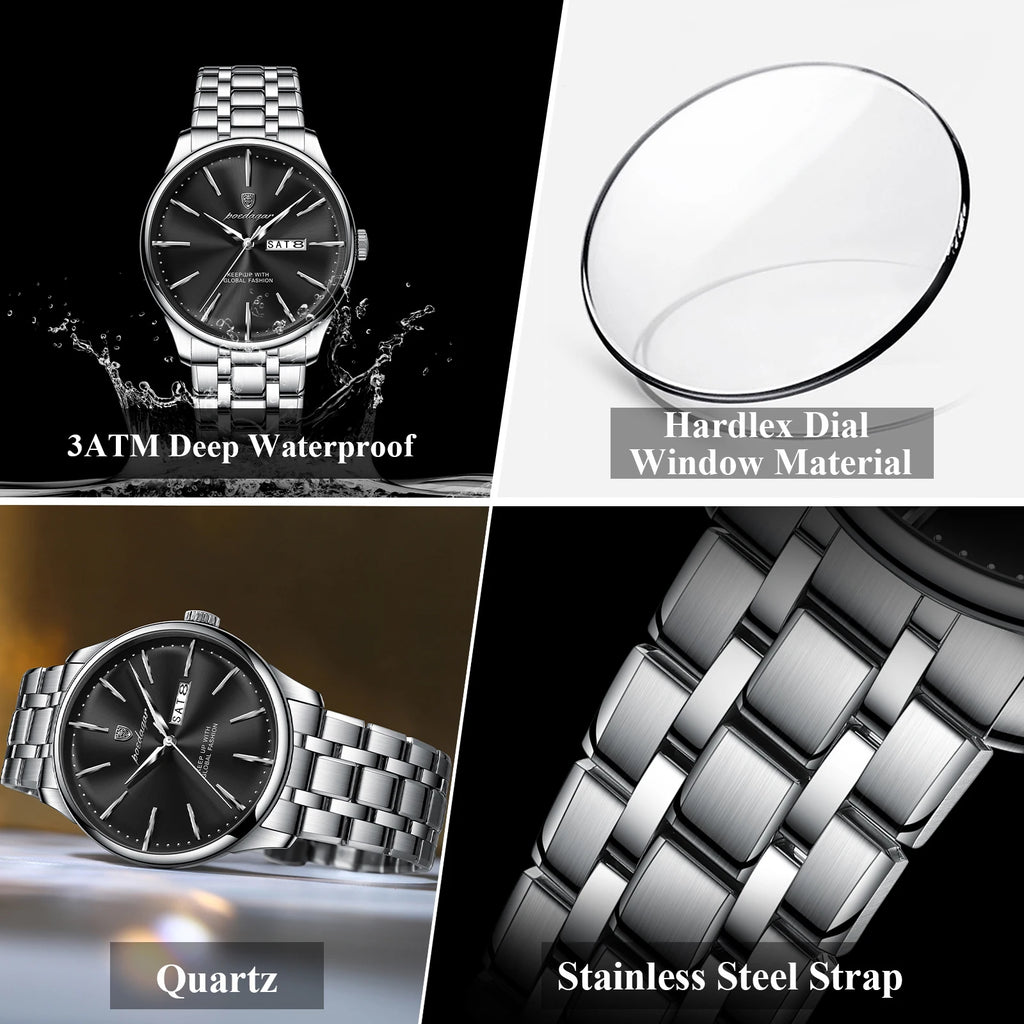 Poedagar 843 Men's Watch Factory Direct Wholesale Ready to Ship Luxury Business Casual Waterproof Calendar Quartz Wristwatch