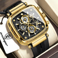 Poedagar 849 Mens Chronograph Watch 3ATM Waterproof Luminous Square Quartz Luxury Wristwatch Guangzhou Factory Direct Wholesale