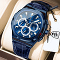Poedagar 834 Mens Quartz Watch All-Blue Waterproof Luminous Leather Strap Business Wholesale Price Factory Direct Ready to Ship