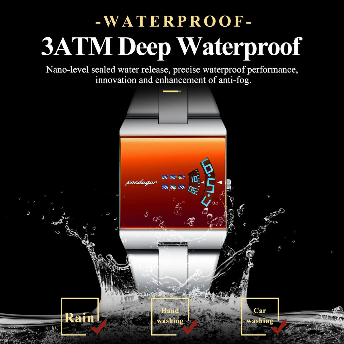 Poedagar 857 Luxury Men's Watch Original Red Mirror Dial Stainless Steel Quartz Watch Waterproof Wristwatch for Men Montre Homme