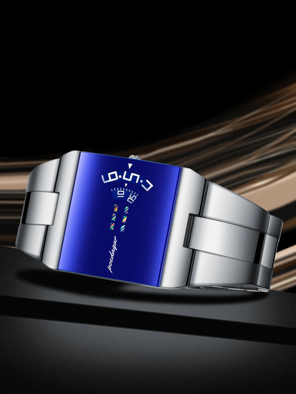 Poedagar 857 Luxury Men's Watch Silver Stainless Steel Band Blue Mirror Dial 3ATM Waterproof Business Classic Factory Wholesale