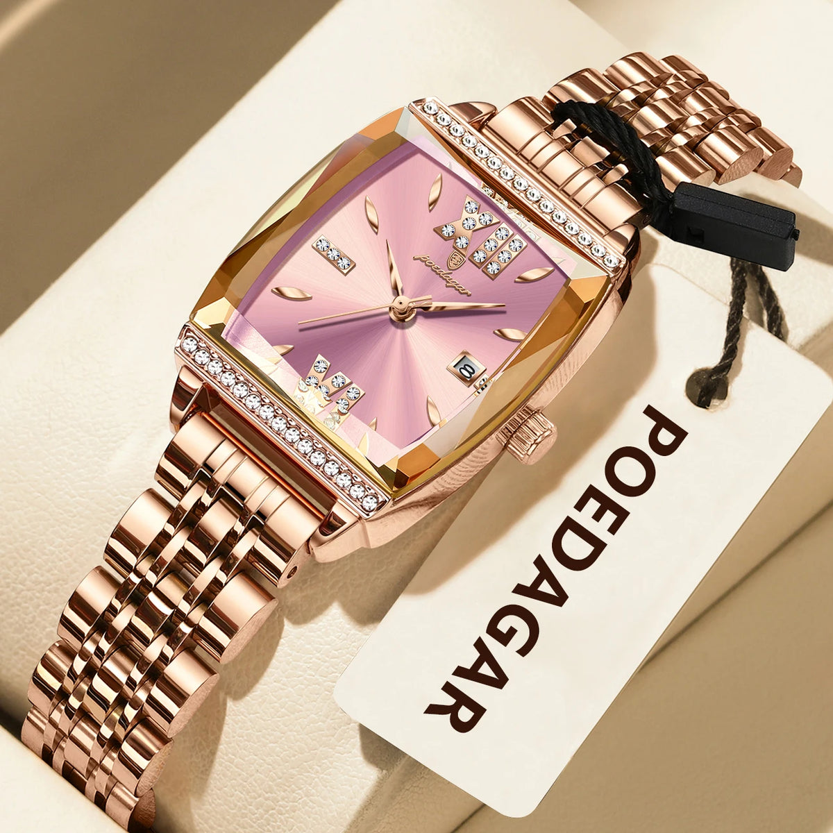 Poedagar 795 Womens Watch Luxury Diamond Waterproof Ladies Wristwatches Luminous Stainless Steel Bracelet Quartz Watch for Women