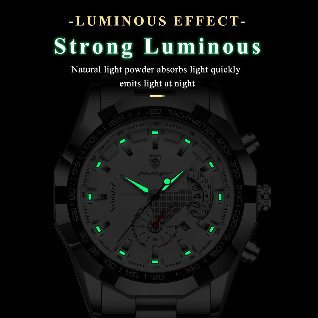 Poedagar Top Brand Fashion Sport Watches for Men Luxury Stainless Steel Men Watch Waterproof Date Quartz Watches